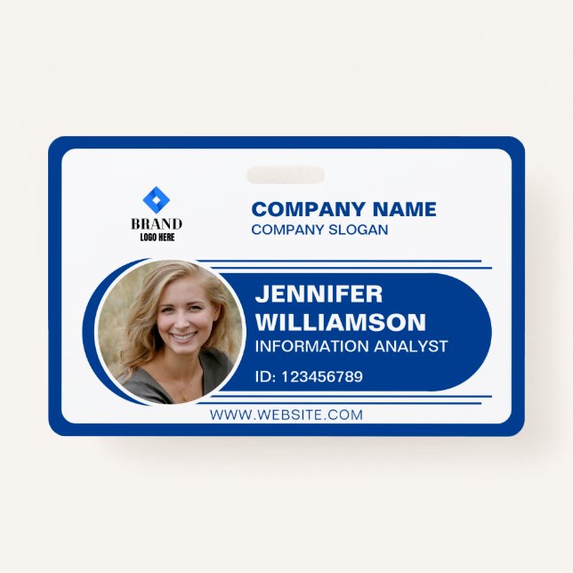 Crachá ID de Foto do Funcionário QR para Negócios Minimal (Frente)