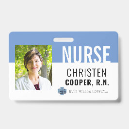 Crachá ID de Foto do Hospital RN (Blue Nurse) minimalista