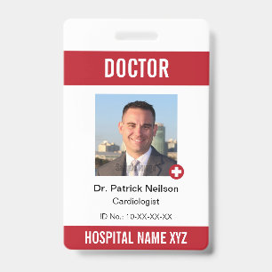 Crachá ID de foto do pessoal do Hospital Cruz Médica
