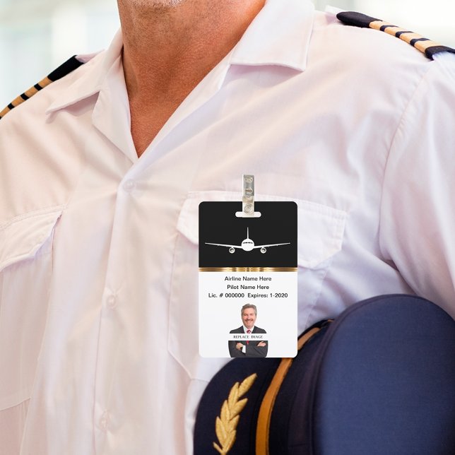 Crachá ID de Foto do Piloto de Linha Privada Clássica (Criador carregado)