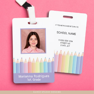 Crachá ID de Foto do Professor de Arco-Íris Roxo Personal