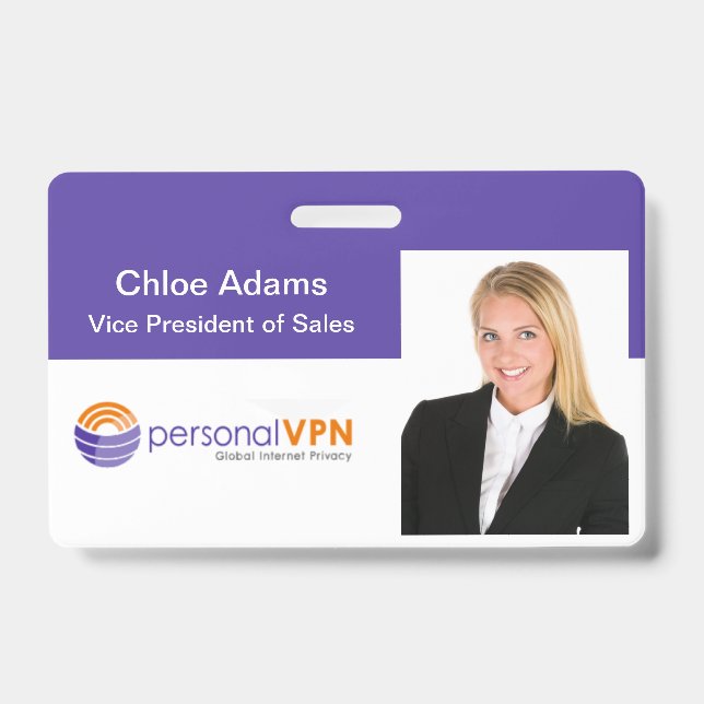 Crachá ID de Foto Personalizada do Funcionário (Frente)