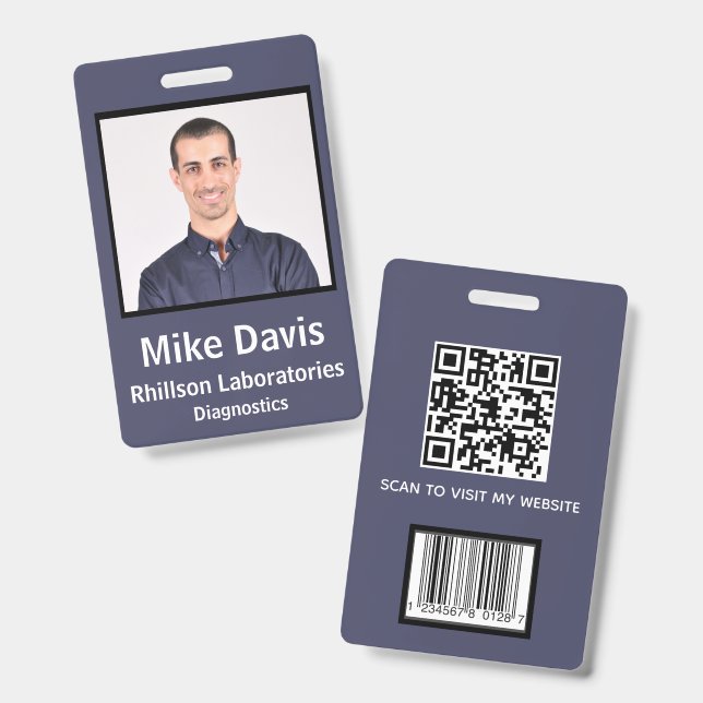 Crachá ID de Foto Personalizado do Funcionário (Frente e verso)