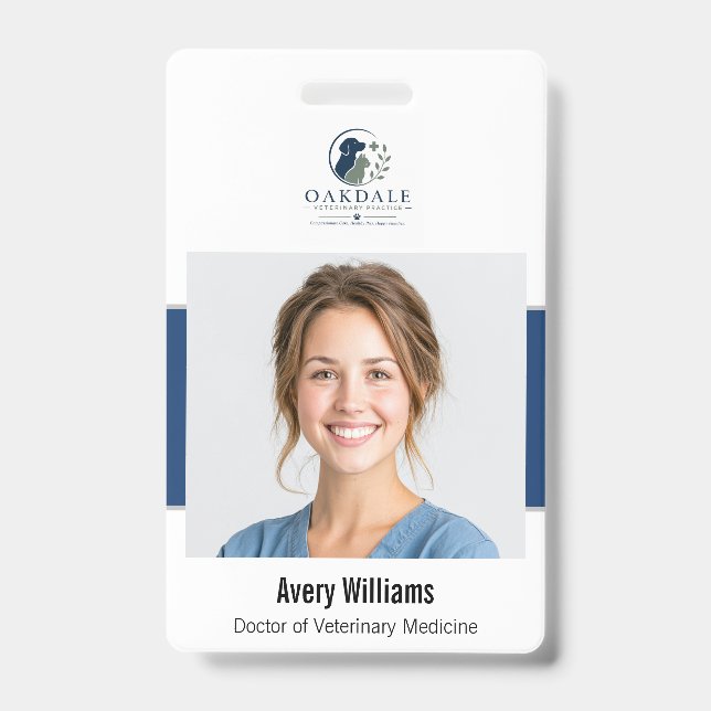 Crachá ID de Foto Personalizado Veterinário (Frente)