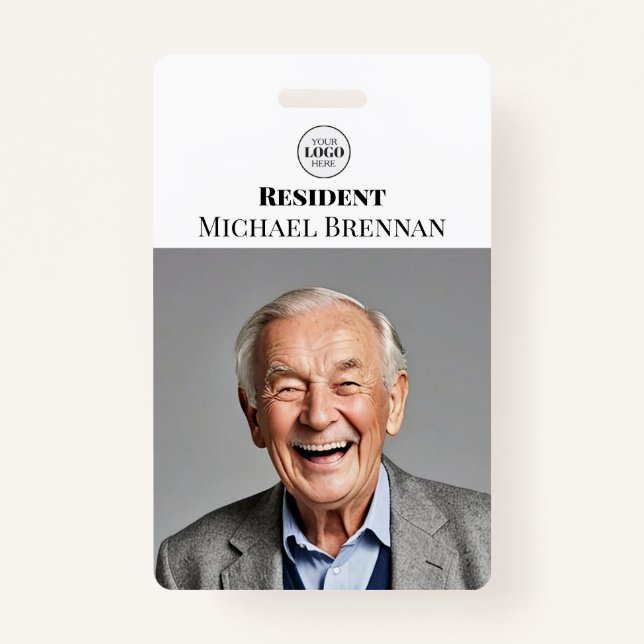 Crachá ID de Foto Residente de Enfermagem ou Aposentação (Frente)