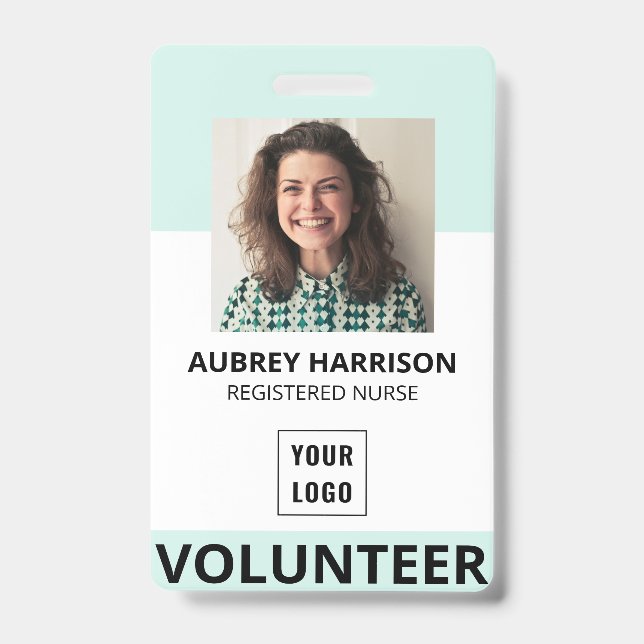 Crachá ID de Foto Simples do Voluntário (Front)