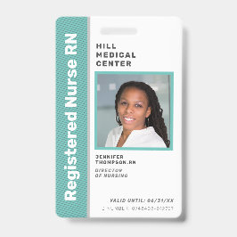 Crachá ID de Foto Verde do Funcionário Médico