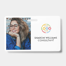 Crachá ID de Fotografia do Funcionário da Elegante Black