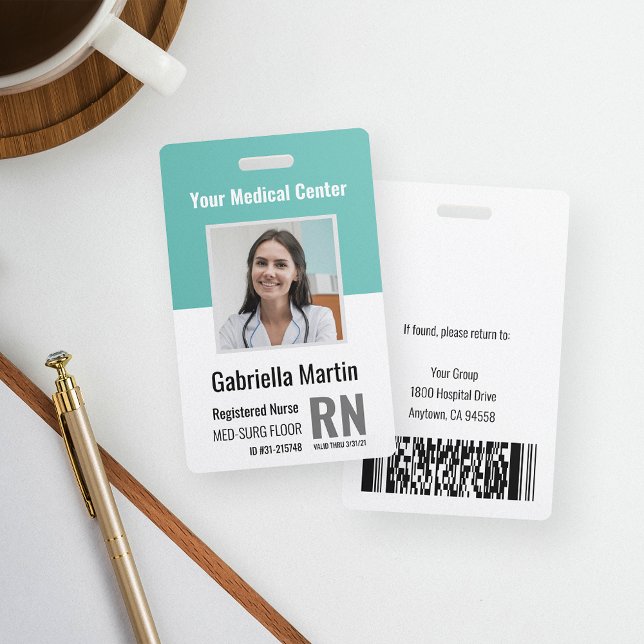 Crachá ID de Fotografia do Funcionário Médico Personaliza (Criador carregado)