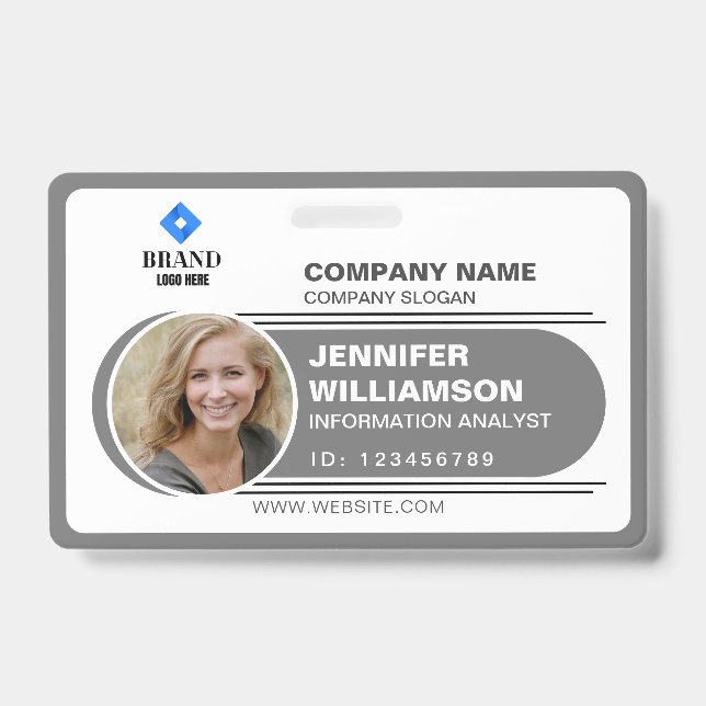 Crachá ID de Fotografia do Funcionário QR de Empresa Mini (Frente)