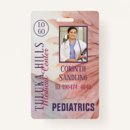 Crachá ID de Fotografia Médica Bonito em Tinta Rosa