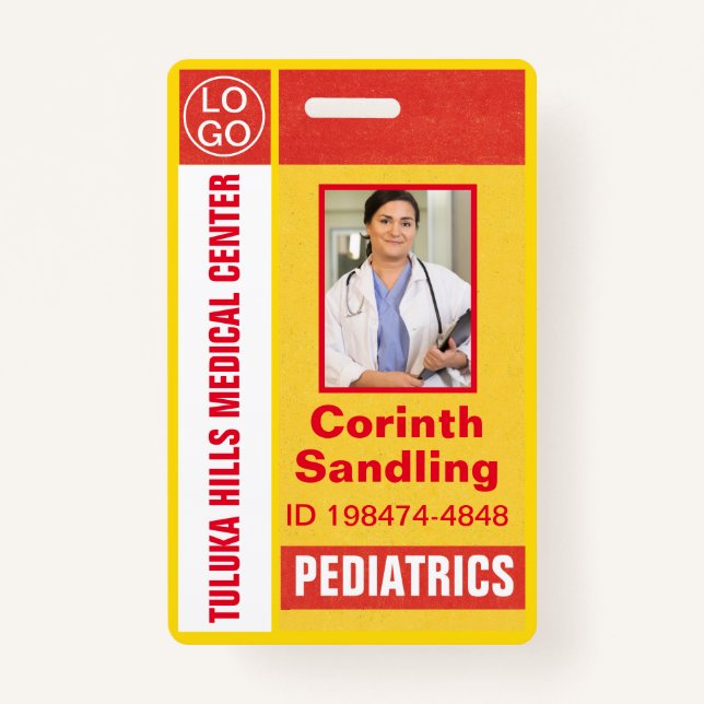 Crachá ID de Fotografia Medica Laranja e Amarelo (Frente)