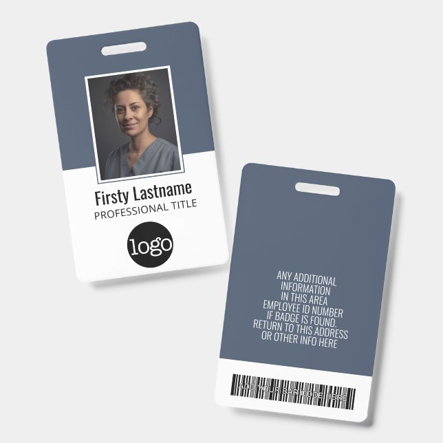 Crachá ID de Funcionário com Foto, Código de Barras, Logo (Frente e verso)