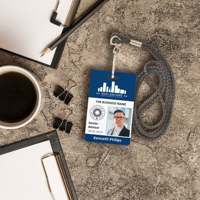 Crachá ID de Funcionário com Foto em Azul da Prússia e 2  (Criador carregado)