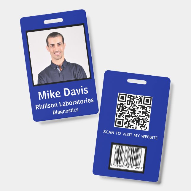 Crachá ID de Funcionário com Foto Personalizada (Frente e verso)