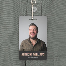 Crachá ID de Funcionário de Foto Grande Escuro Moderno