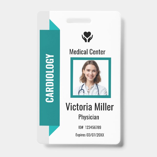 Crachá ID de Funcionário de Hospital Personalizado com Lo (Frente)