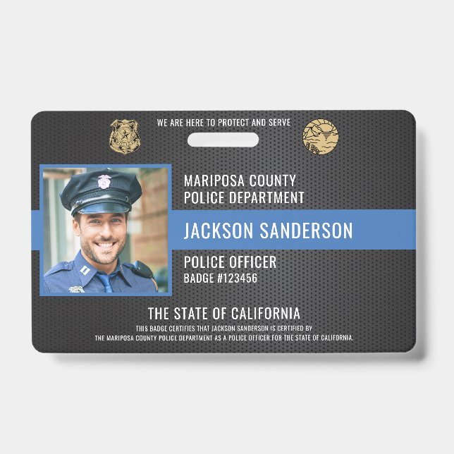 Crachá ID de Funcionário de Polícia Policial Personalizáv (Frente)