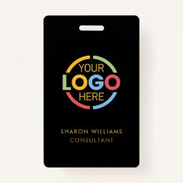 Crachá ID de funcionário Dourado preto com logotipo de em