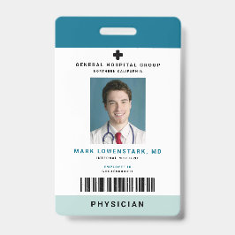 Crachá ID de Funcionário Médico + Código de Barras Vertic