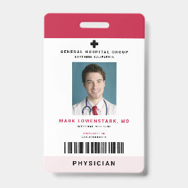 Crachá ID de Funcionário Médico + Código de Barras Vertic