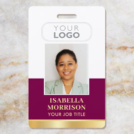 Crachá ID de Funcionário Nome Logotipo da Empresa Plum Go
