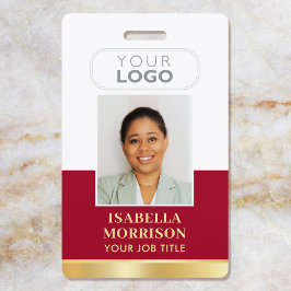 Crachá ID de Funcionário Nome Logotipo da Empresa Vermelh
