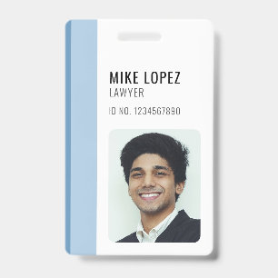 Crachá ID de Funcionário Personalizado Moderno Mínimo Sim