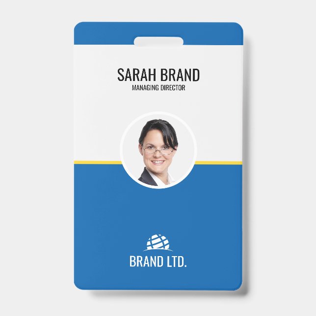 Crachá ID de Funcionário Profissional de Negócios (Frente)