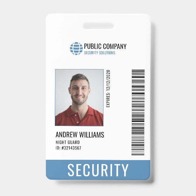 Crachá ID de Guarda da Empresa de Segurança Moderna (Frente)