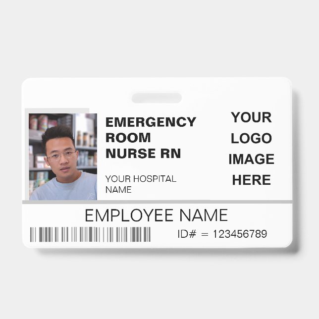 Crachá ID de Hospital Personalizado com Logo Médico (Frente)