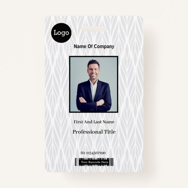 Crachá ID de Identificação de Fotografias de Branco e Cin (Frente)