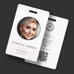 Crachá ID de nome de funcionário minimalista QR redondo d