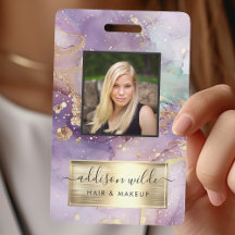 ID de Salão de Lilac Glitter Watercolor Faux Doura