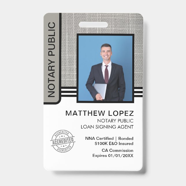 Crachá ID do Agente de Assinatura de Empréstimo Público N (Front)