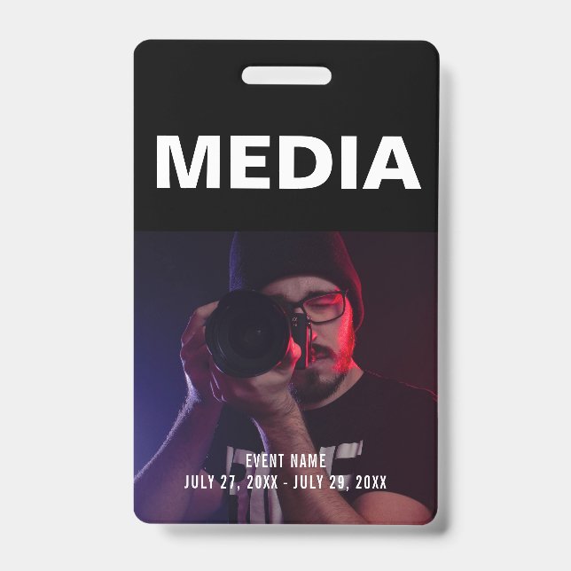 Crachá ID do Black & White Media All Access Pass (Frente)