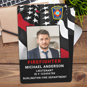 Crachá ID do Bombeiro do Logotipo Personalizado do Fire D