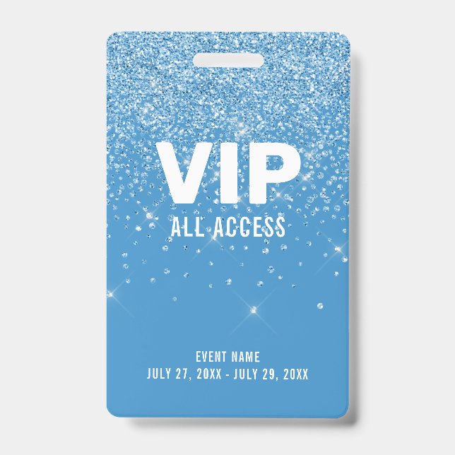 Crachá ID do Evento de Passagem de Acesso Total VIP Blue  (Frente)