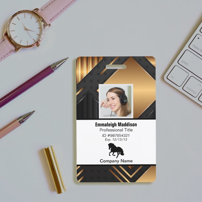 Crachá Id do Funcionário da Empresa Abstrato Moderna | Do (Criador carregado)