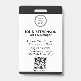 Crachá ID do Funcionário do Evento Logotipo Código QR Ins