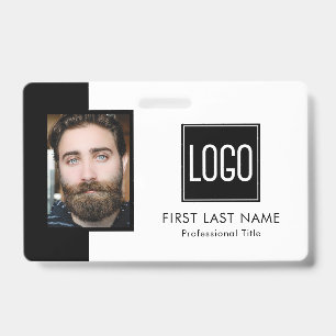 Crachá ID do Funcionário Foto do logotipo preto branco