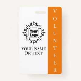 Crachá ID do funcionário laranja do voluntário com o logo