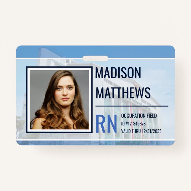 Crachá ID do funcionário médico - Foto personalizável do  (Frente)