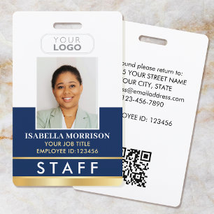 Crachá ID do Funcionário Nome Logotipo Gradiente Dourado