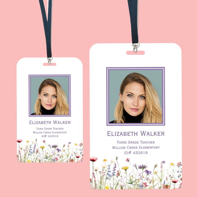Crachá ID do Funcionário Professor da Wildflower (Wildflower Employee Badge)