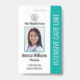 Crachá ID do Funcionário Teal de Fotografia do Logotipo d