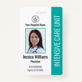 Crachá ID do Funcionário Teal de Fotografia do Logotipo d