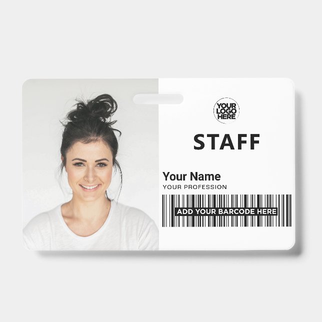 Crachá ID do Funcionarios de foto de empresa branca (Frente)