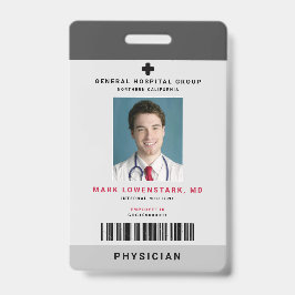 Crachá ID do Funcionarios Médico + Código de Barras Verti