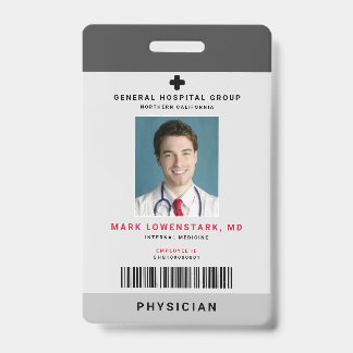 Crachá ID do Funcionarios Médico + Código de Barras Verti